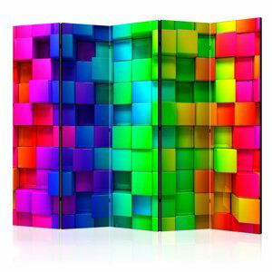 Paraván Colourful Cubes Dekorhome 225x172 cm (5-dílný)