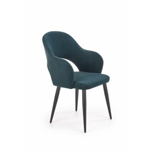 Jídelní židle K364 samet / černá Halmar Tmavě zelená