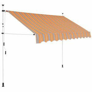 Ručně zatahovací markýza 300 cm Dekorhome Žlutá / modrá