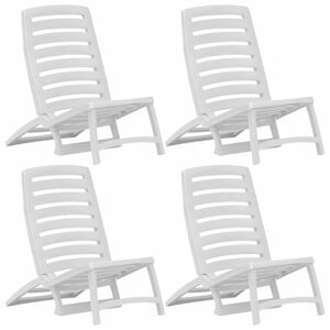 Skládací plážové židle 4 ks plast Dekorhome Bílá