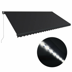 Ručně zatahovací markýza s LED světlem 600x300 cm Dekorhome Antracit