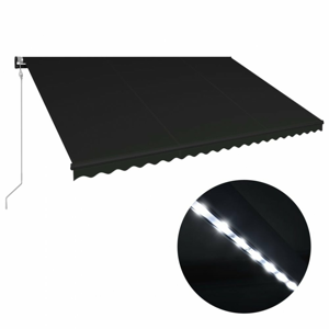 Zatahovací markýza se senzorem větru a LED světlem 500x300 cm Dekorhome Antracit