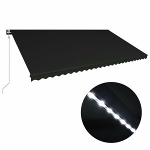 Zatahovací markýza se senzorem větru a LED světlem 600x300 cm Dekorhome Antracit