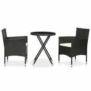 Zahradní bistro set 3 ks polyratan Dekorhome Černá