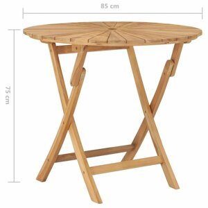 Skládací zahradní stůl teakové dřevo Dekorhome ø 85 cm