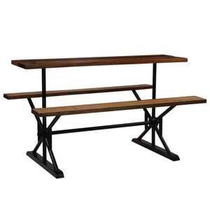 Barový stůl s lavicemi černá / hnědá Dekorhome 180 cm