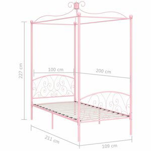 Postel s nebesy kovová růžová Dekorhome 100 x 200 cm