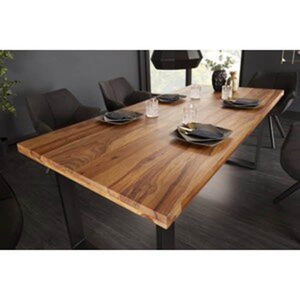 Estila Industriální designový jídelní stůl Steele Craft z masivního dřeva palisandr s černými nohama 180cm