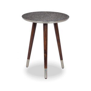Estila Luxusní orientální příruční stolek Alcasar, kulatý s ručním kováním starostříbrná 50 cm