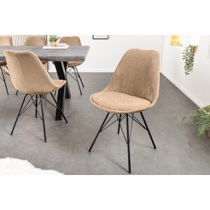 Estila Moderní designová židle Scandinavia se manšestrovým čalouněním v ovesné barvě