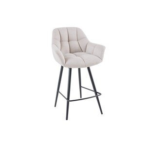 Estila Designová otoční barová židle Mariposa s béžovým potahem a černými kovovými nožičkami v industriálním stylu 106 cm