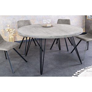 Estila Industriální kulatý jídelní stůl Moonlight z masivního mangového dřeva světla šedá 80 cm