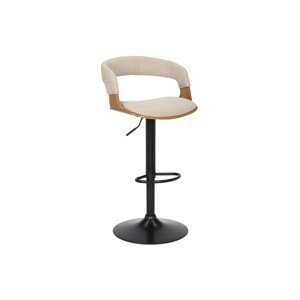 Estila Designová retro otočná barová židle Norwich se světlým béžovým čalouněním a výškově nastavitelnou nohou 58 cm
