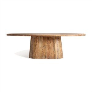 Estila Luxusní moderní konferenční stolek Malen v oválném tvaru s venkovským nádechem z masivního dřeva v hnědé barvě 250 cm