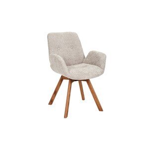 Estila Designová moderní otočná židle Gothenborg se světlým béžový buklé čalouněním as opěrkami na ruce 61 cm