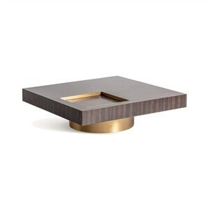 Estila Luxusní konferenční stůl Lea v art deco stylu z masivního dřeva se zlatou kovovou konstrukcí s glamour nádechem 110 cm