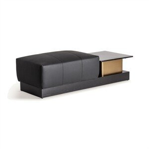 Estila Luxusní moderní příruční stolek s taburetkou Concepto na dřevěném podstavci s mramorovou vrchní deskou černá 156 cm
