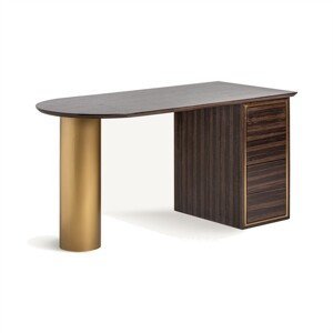 Estila Luxusní art deco psací stůl Lea z masivního dřeva se zlatou kovovou konstrukcí s glamour nádechem 150 cm