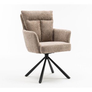 Estila Designová retro otočná židle Dover s prošívaným čalouněním v béžově šedé barvě 92 cm