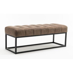 Estila Designové retro šedě hnědá lavice Taxil s prošívanou sedací částí v odstínu taupe 108 cm