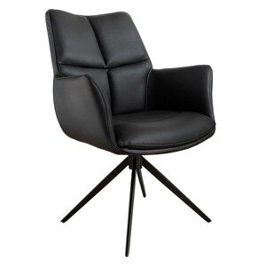 Estila Designové moderní černé otočné kancelářské křeslo Mariposa s koženým potahem s kovovou nohou 89 cm