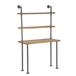 Estila Stylový industriální obdélníkový minimalistický psací stůl z masivního dřeva s kovovou šedou konstrukcí 165 cm