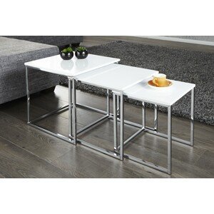 Estila Moderní stylový konferenční stolek New Fusion sada 3ks bílá