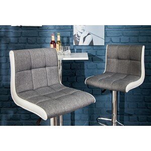 Estila Designová barová židle Modena 90-115cm šedě-bílá