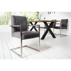 Estila Industriální designová retro židle inspirativní šedá 90cm, stříbrný rám