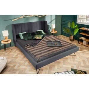Estila Art-deco nadčasová čalouněná manželská postel Tesinna šedé barvy 180cm