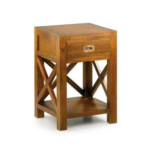 Estila Masivní stylový noční stolek Star ze dřeva Mindi hnědé barvy se zásuvkou 60cm