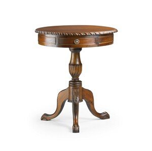 Estila Rustikální kulatý příruční stolek M-VINTAGE z masivu ve stylu Chippendale 60cm