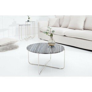 Estila Jedinečný designový konferenční stolek Jaspis šedý mramor / stříbrná
