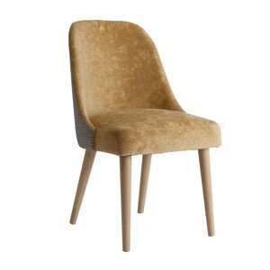 Estila Art-deco luxusní hořčicová židle Lage s dřevěnými nohami 87cm