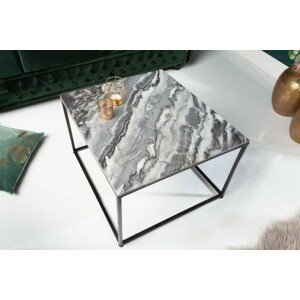Estila Art-deco designový konferenční stolek Elements Gris z leštěného mramoru 50cm