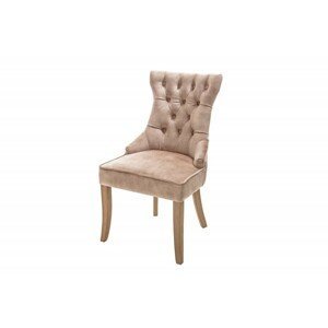 Estila Stylová židle Torino s Chesterfield prošíváním se sametovým potahem hnědé barvy s klepadlem 96cm