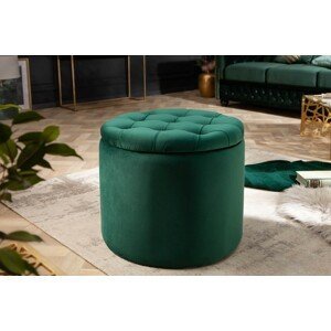 Estila Zámecká designová smaragdová taburetka Modern Barock s úložným prostorem 50cm