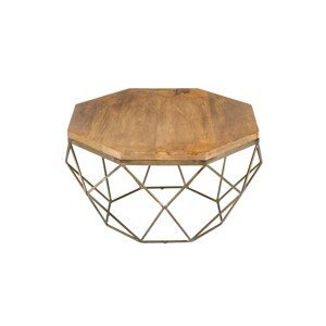 Estila Art-deco jedinečný konferenční stolek Adamantino s dřevěnou deskou a kovovou konstrukcí ve tvaru diamantu 69cm