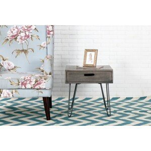 Estila Designový příruční stolek z masivu Leeds 50cm šedý