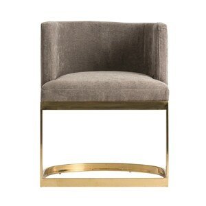Estila Designové art-deco křeslo židle Betliar se zlatou podstavou a hnědě šedým potahem 76cm