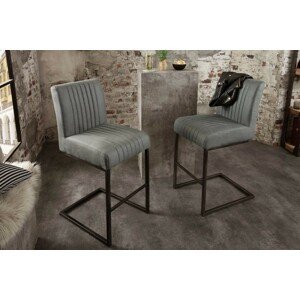 Estila Industriální designová barová židle Corina v antické šedé barvě