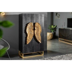 Estila Art-deco šatní skříň Seraphic s andělskými křídly z masivního dřeva 140cm