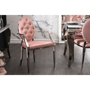 Estila Zámecká jídelní židle Modern Barock starorůžové barvy s kovovými nohami 92cm