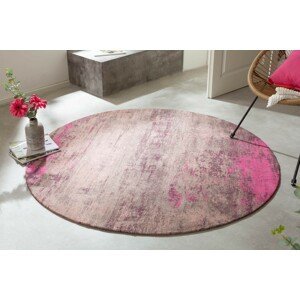 Estila Designový kruhový koberec Adassil z bavlny růžovo-béžové barvy 150cm