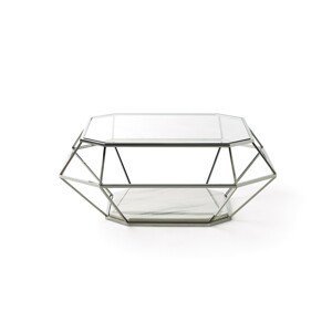 Estila Moderní nadčasový konferenční stolek Adorno z kovu a skla geometrických tvarů 100cm