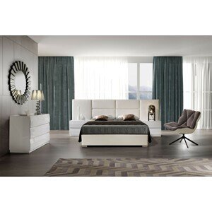 Estila Moderní luxusní postel Sara s rozšířeným čelem s čalouněním z ekokůže 140-180cm