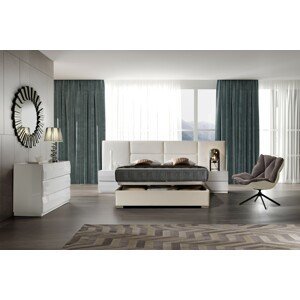 Estila Moderní luxusní postel Sara s rozšířeným čelem s čalouněním z ekokůže a s úložným prostorem 140-180cm