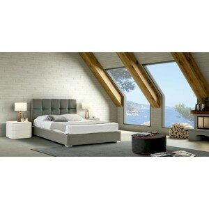 Estila Dizajnová manželská postel Veronica s šedým čalouněním s geometrickým vzorem 140-180cm