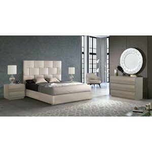 Estila Designová manželská postel Berlin s bílým koženým čalouněním as úložným prostorem 150-180cm