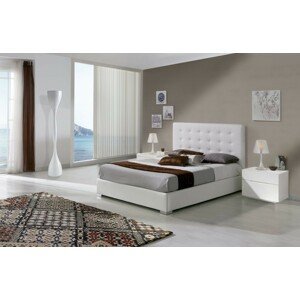 Estila Kožená designová postel Eva s vysokým čelem s chesterfield prošíváním bílé barvy 90-180cm
